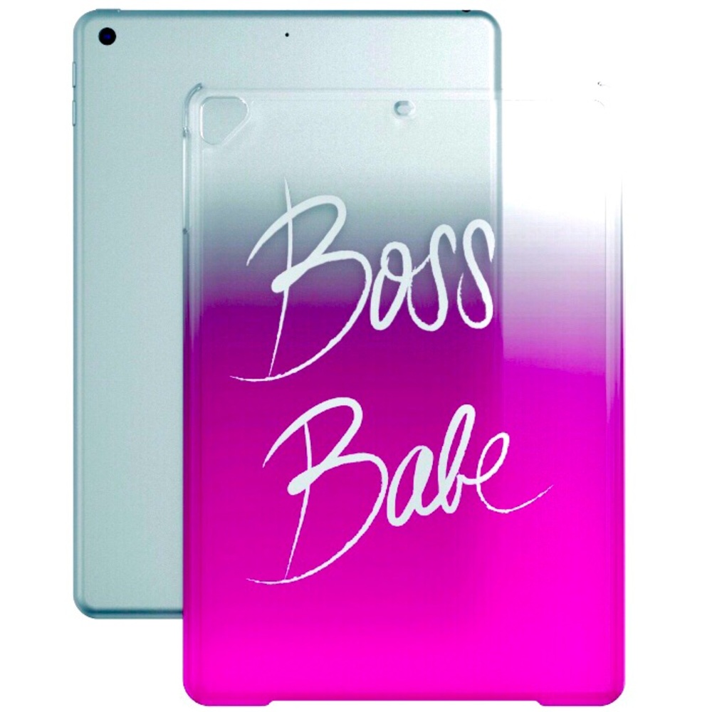 NIB iPad “ Boss Babe “ Snap-on Case for 9.7” iPads / Tablets  Pink Ombre